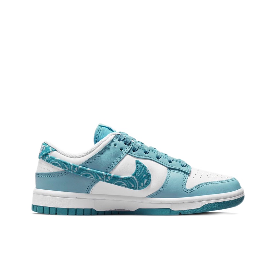 nike-dunk-low-ess-blue-paisley-ของแท้รองเท้าผ้าใบกันลื่นน้ำหนักเบาสีน้ำเงินสีขาว