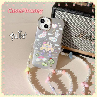 🍑CasePhoneg🍑รุ่นโซ่ ป้องกันการหล่น ขอบเต็ม iPhone 11 14 pro max สีเงิน การ์ตูน Hello Kitty น่ารัก case for iPhone 12 13