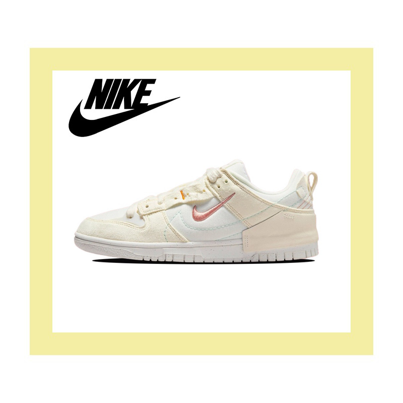 nike-dunk-low-disrupt-2-pale-ivory-วัสดุรีไซเคิลรองเท้าผ้าใบสีเบจต่ำน้ำหนักเบากันลื่นของแท้-100