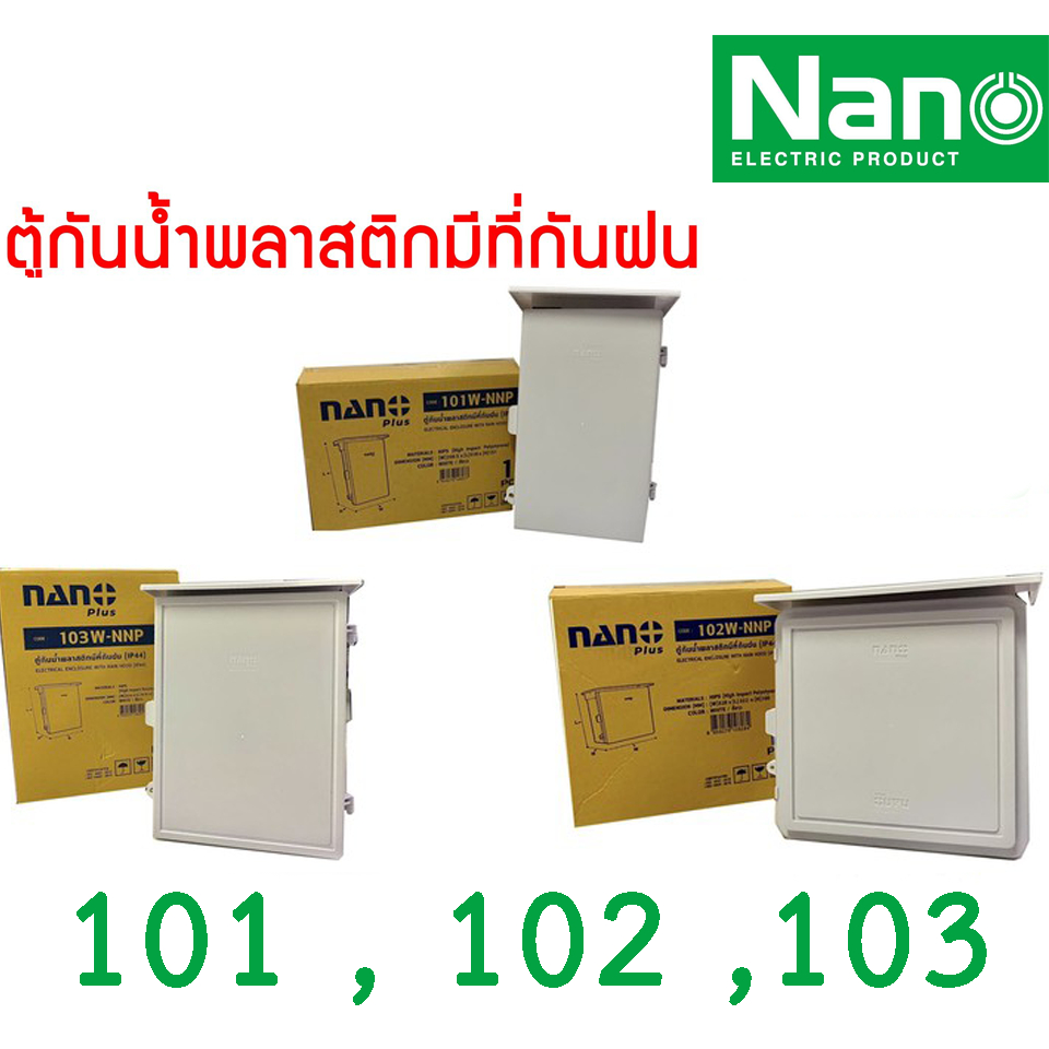 ตู้กันน้ำพลาสติก-ตู้พลาสติก-ฝาทึบ-มีหลังคา-เบอร์-101w-nnp-102w-nnp-103w-nnp-ยี่ห้อ-nano-plus