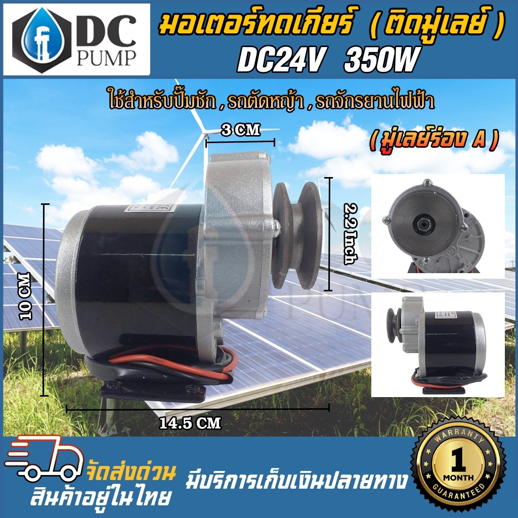 มอเตอร์ทดเกียร์-มอเตอร์แปรงถ่าน-เกียร์เยื้อง-350w24v-ติดมู่เล่ย์-ร่อง-a-สำหรับปั๊มชัก-รถตัดหญ้า