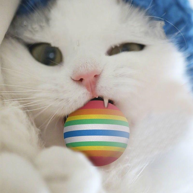 ลูกบอลโฟมสีรุ้งของเล่นสำหรับสัตว์เลี้ยง-ของเล่นลูกบอล-สีรุ้ง-สําหรับสัตว์เลี้ยง-สุนัข-แมว
