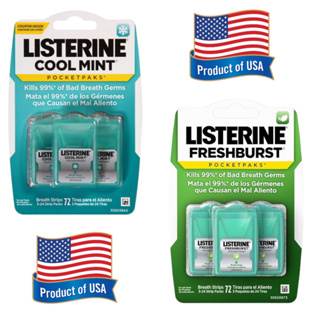 Listerine Pocketpaks Cool Mint / Fresh Burst - Breath Strips Kills Bad Breath Germs, 24-Strip per Pack