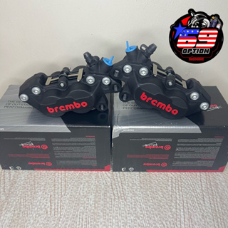 ปั้ม4พอตแท้ Brembo หูชิด ซ้าย ขวา สีดำโลโก้แดง