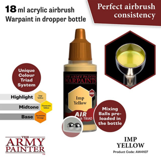 🔥มีของพร้อมส่ง🔥 Army Painter Air Imp Yellow - 18ml AP-AW4107 สีอะคริลิค สูตรพ่น ใช้กับ Airbrush Water Based Acrylic