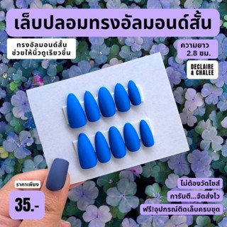 เล็บปลอม ทรงอัลมอนด์สั้น 2.5 ซม. BLUE ASH ฟรี!อุปกรณ์ติดเล็บครชุด พร้อมส่ง