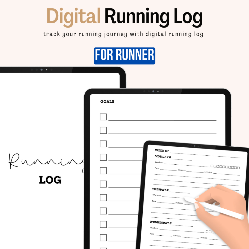 Digital Fitness Planner Fitness Tracker Template For Runner Running