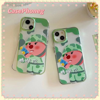 🍑CasePhoneg🍑การ์ตูน เส้นขอบโปร่งใส iPhone 11 14 pro max ป้องกันการหล่น ขอบเต็ม สีเขียว น่ารัก case for iPhone 12 13