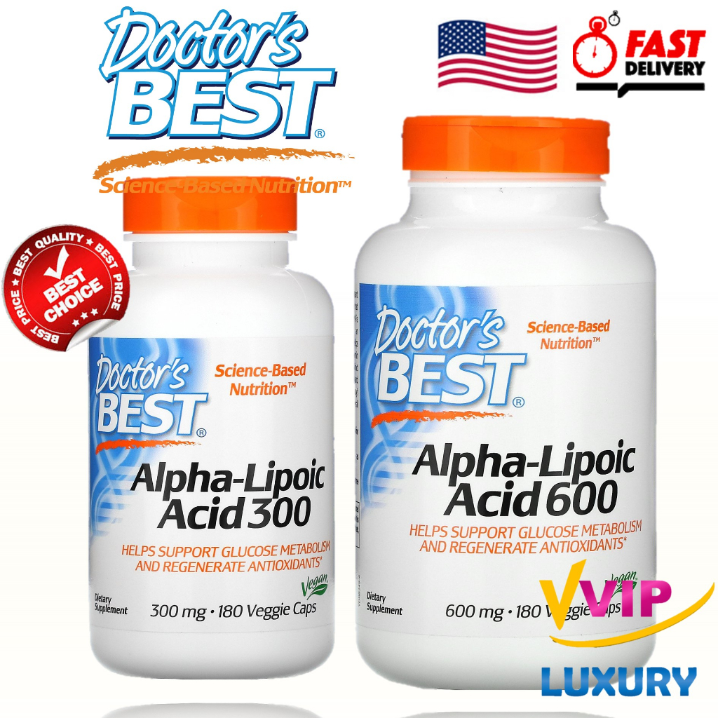 Doctor's Best Alpha Lipoic Acid 300 / 600 mg, 180 Veggie Caps Shopee