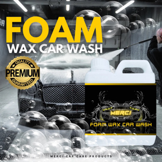 สินค้า โฟมล้างรถ ไม่ต้องถู สูตรผสมแว็กซ์ (ปริมาณ 1,000 ML.) Merci Foam Wax Car Wash  (แถมฟรี ผ้าไมโครไฟเบอร์และฟองน้ำล้างรถ)