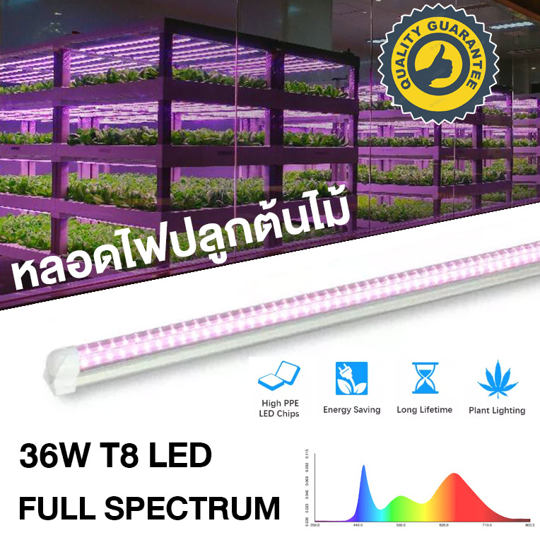 growsmart-ชุดหลอดไฟ-led-t8-grow-light-36w-full-spectrum-120cm-ไฟปลูกต้นไม้-ไฟเพาะต้นอ่อน-clone-led-light-led-grow-tube