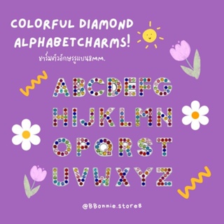 Alphabet Charms จี้ตัวอักษร ประดับเพชร รูแบน สำหรับใส่สายหนัง