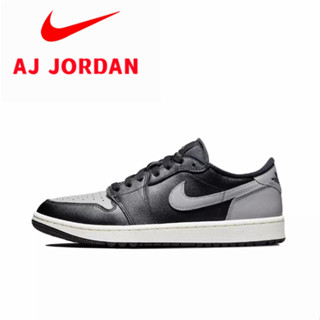 Air Jordan 1 low Golf Shadow Shadow Retro รองเท้าผ้าใบ Low-Top น้ำหนักเบาสีเทาดำ