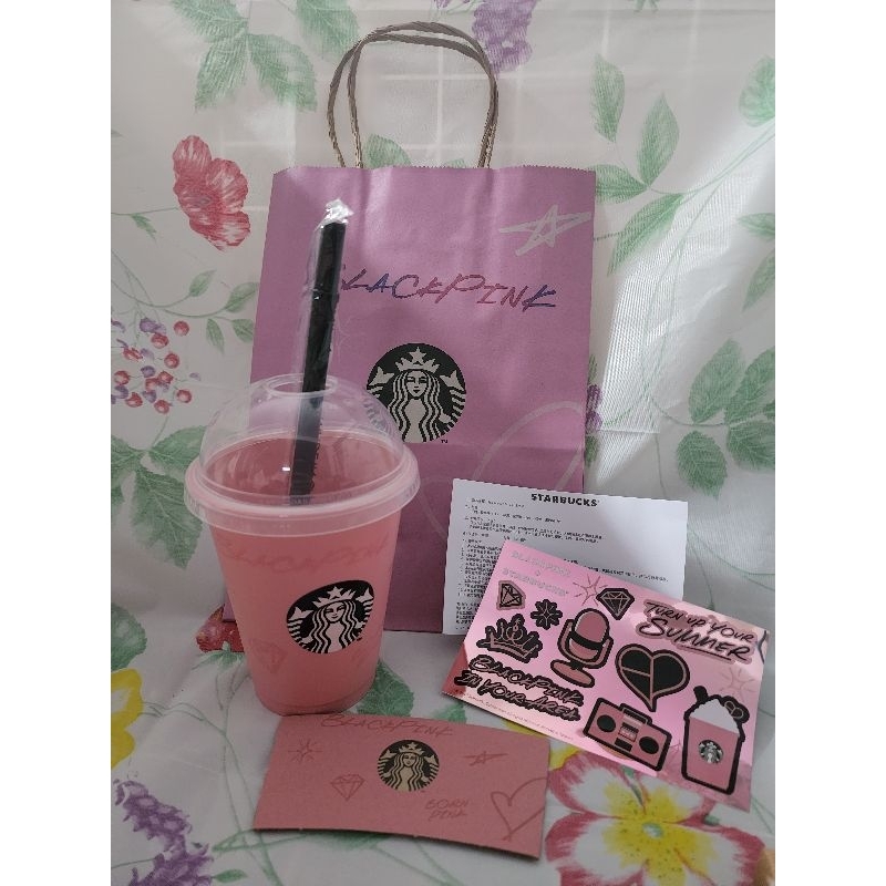 พร้อมส่ง-เซทแก้ว-reuse-ของใหม่-starbucks-blackpink-taiwan