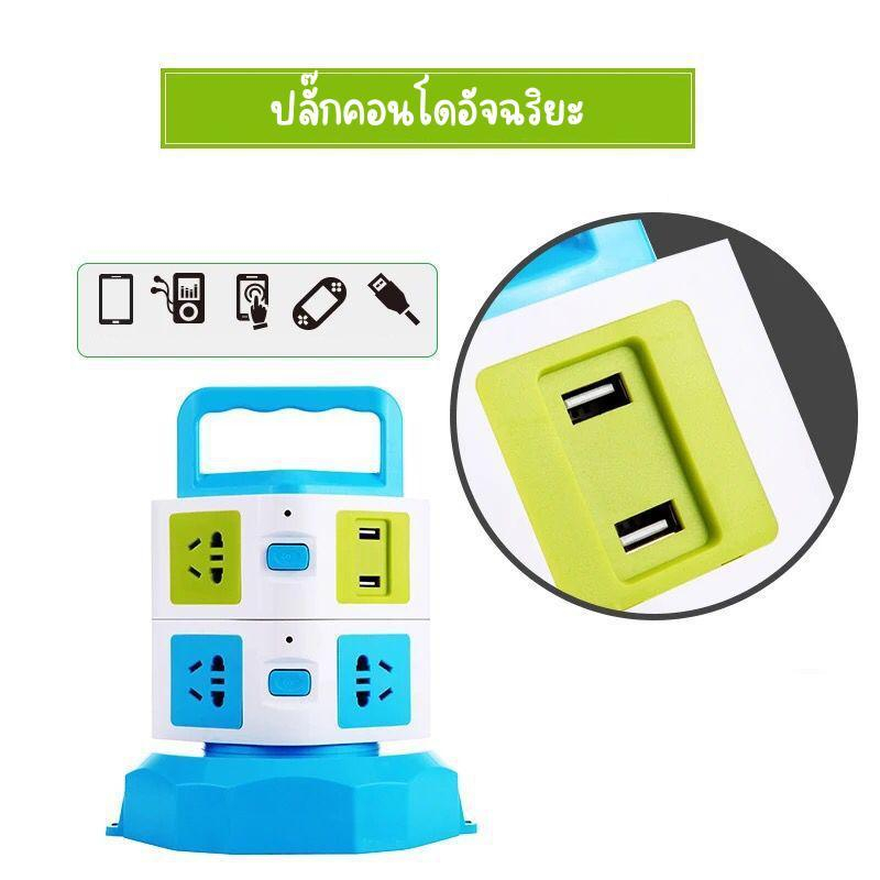 ปลั๊กไฟทรงคอนโด-ปลั๊กคอนโด-2-ชั้น-เต้าเสียบ-7-จุด-2-usb