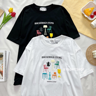 ⚡️พร้อมส่ง⚡️ เสื้อยืด oversize สกรีนลาย Household items (ผ้าคอตตอน)