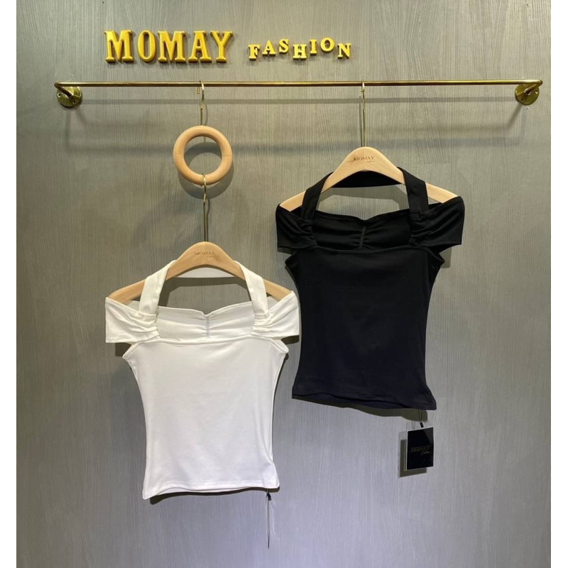 เสื้อทรงคล้องคอแต่งสวมแขนปาดไหล่-ป้าย-momay-โมเม