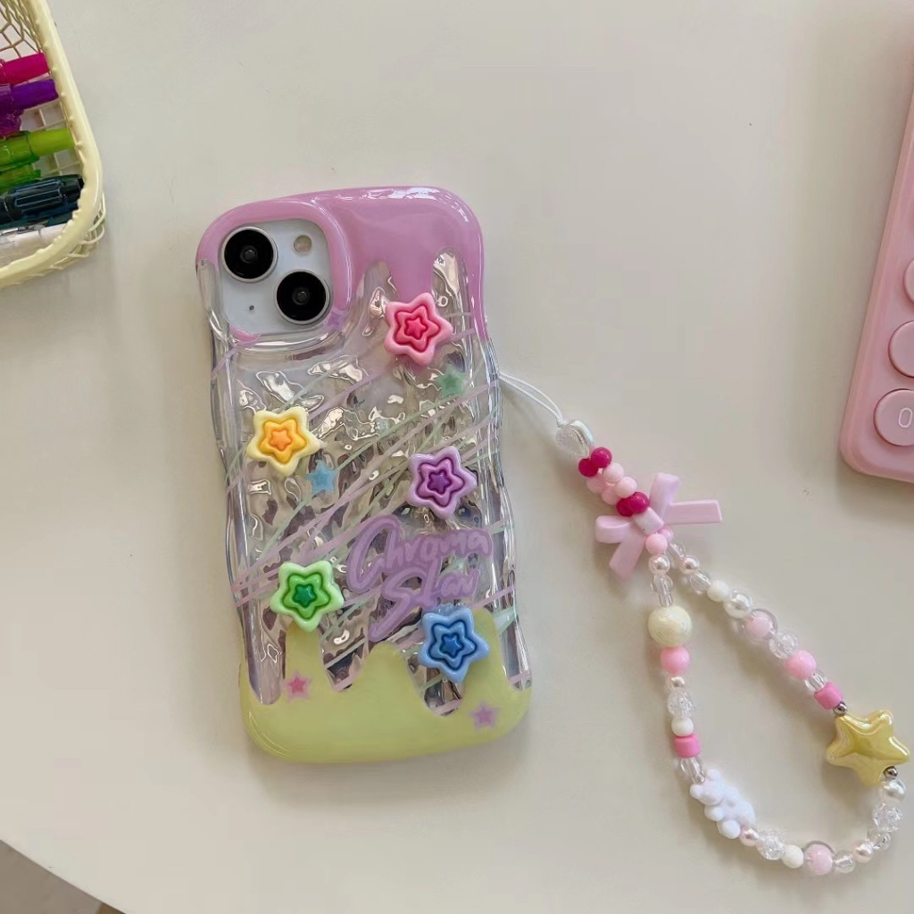 casephoneg-สไตล์สร้อยข้อมือ-ดาว-สีสัน-ลายคลื่น-เคสใส-iphone-11-14-pro-max-ป้องกันการหล่น-ขอบเต็ม-case-for-iphone-12-13