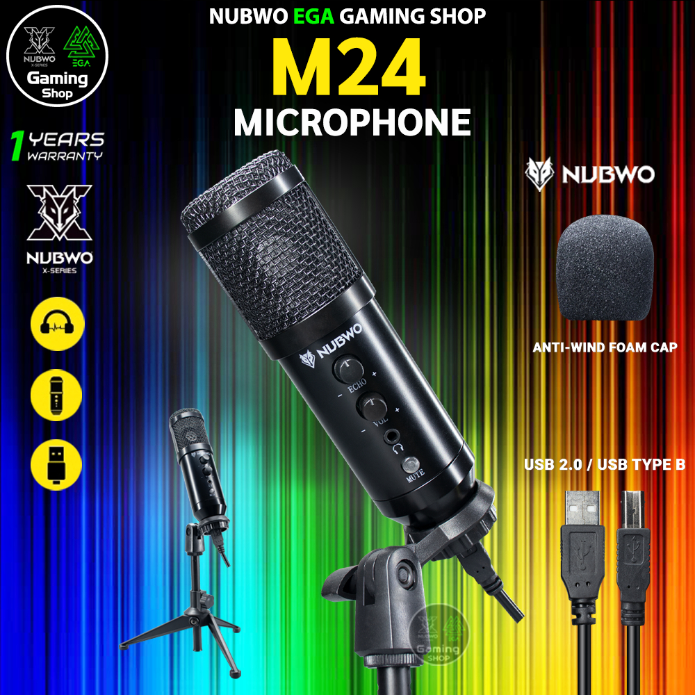 🎮 GAMING NUBWO M24 CONDENSER MICROPHONE USB ไมโครโฟน คอนเดอเซอร์ แถมขา