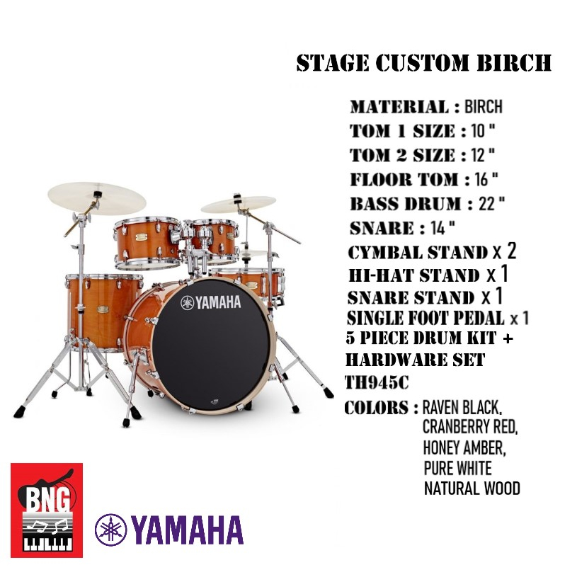 กลองชุดyamaha-stage-custom-birch-sbp2f5-hw780-acoustic-drum-แบรนด์ระดับโลกคุณภาพดีเยี่ยม-ราคานี้ไม่รวมฉาบแฉ-เก้าอี้