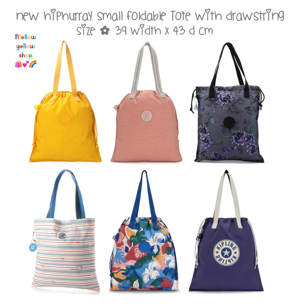 Kipling New HipHurray small foldable tote with drawstring Shopee