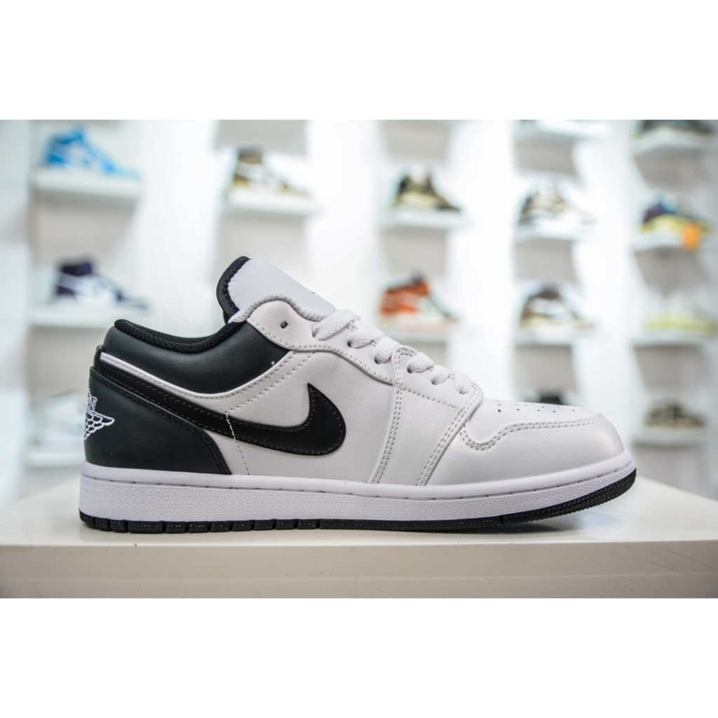 nike-air-jordan-1-low-ตะเข็บสีขาวและดำ-รองเท้าสเก็ตลำลองส้นเตี้ย-รองเท้ากีฬา