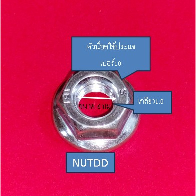 น็อตตัวผู้ติดแหวนพร้อมน็อตตัวเมียแบบมีปีก-เบอร์10-m6-เกลียวยาว20มม-ใช้ขันกับประแจเบอร์10-เกลียวมิล1-0-1ถุง10ชุด