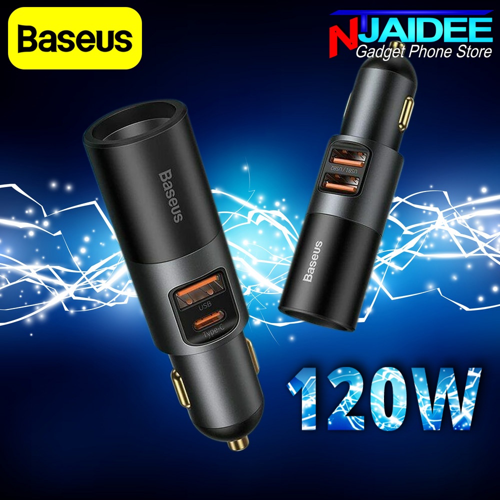 [แพ็คใน 30 นาที] หัวชาร์จรถ Baseus 120W USB Type-C PD3.0 Fast Charging ...