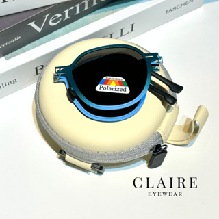 CLAIRE : (OP23) แว่นกันแดดพับได้ รุ่น Flip สี Dark Blue แว่นตากันแดด