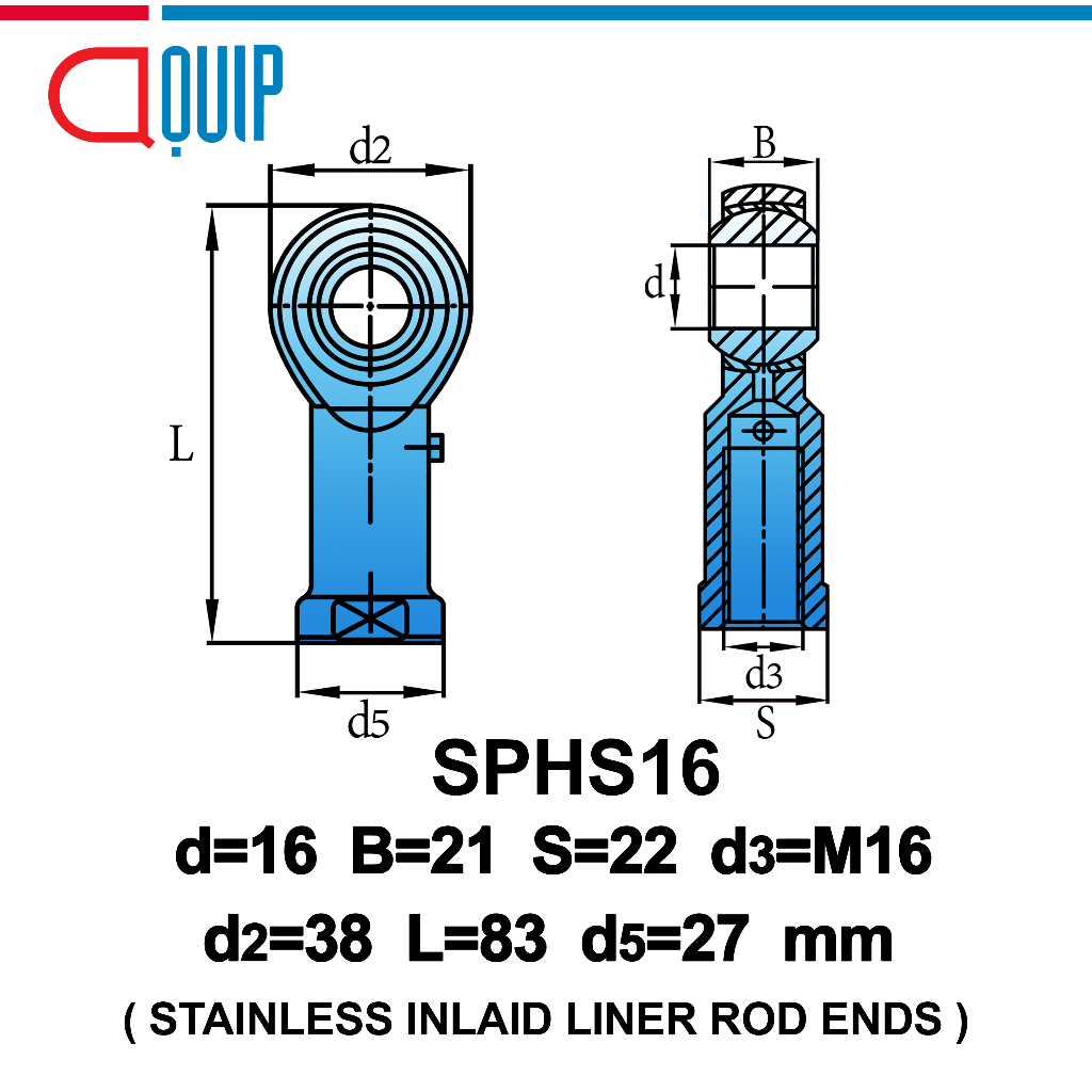 SPHS16 LDK M16 ลูกปืนตาเหลือก สแตนเลส ตัวเมีย( STAINLESS INLAID LINER ...