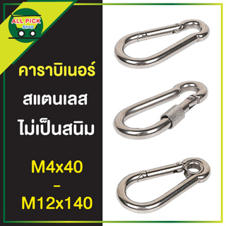 คาราบิเนอร์ Carabiners Stainless Steel 304 Snap hook  ตะขอแสตนเลส 304 ห่วงเกี่ยวนิรภัย อุปกรณ์ปีนเขา ตะขอเกี่ยวเปล