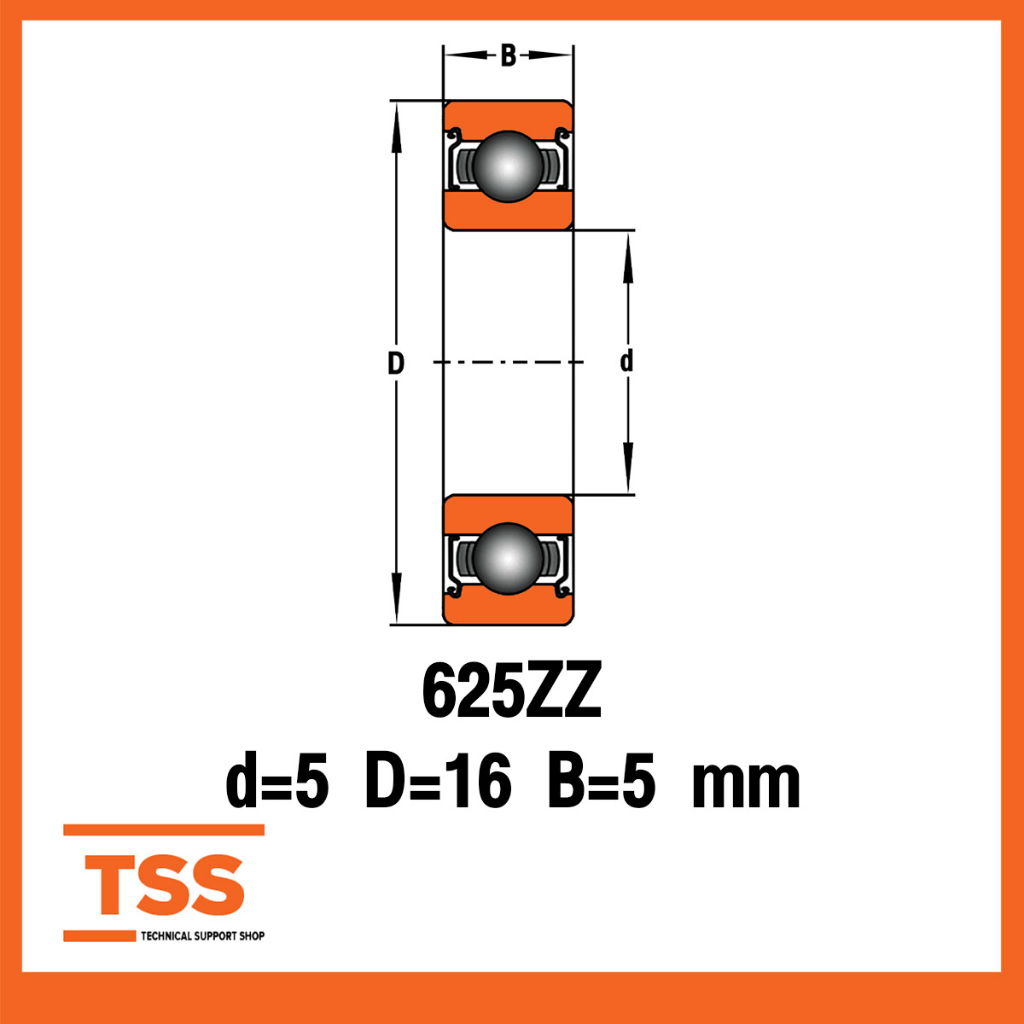 625ZZ (5x16x5 mm) ตลับลูกปืนเม็ดกลมร่องลึก ฝาเหล็ก 2 ข้าง 625-2Z, 625Z ...