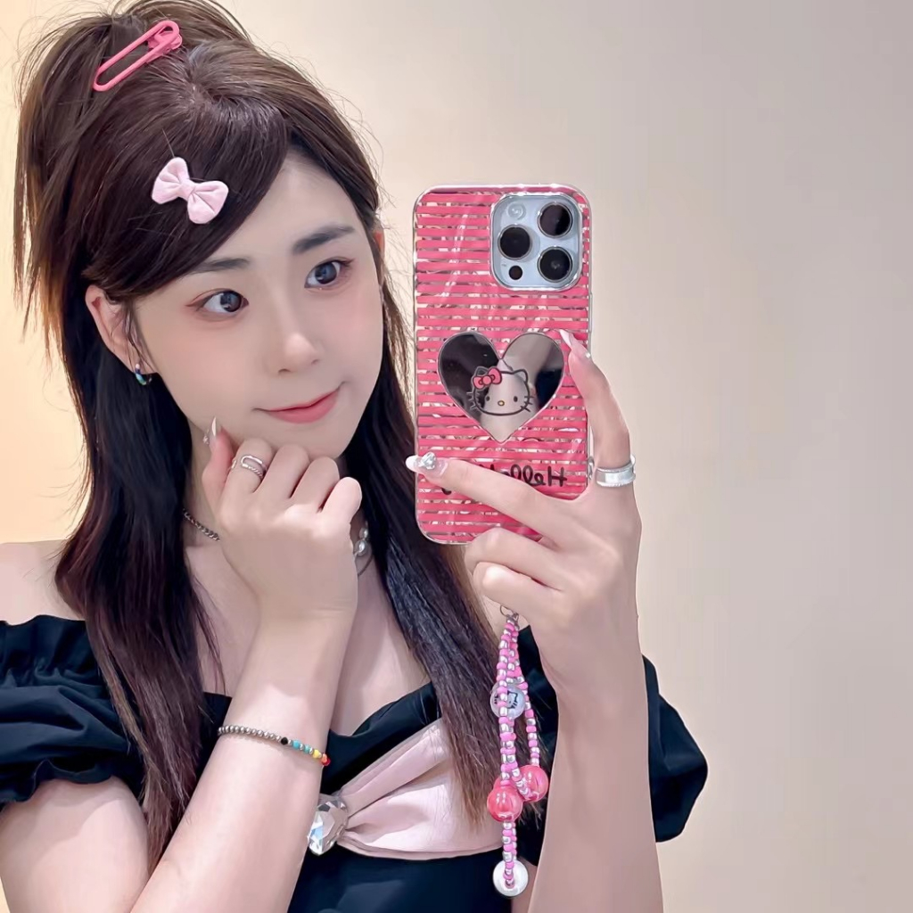 ส่งของขวัญ-เคสไอโฟน-สำหรับ-11-14-for-iphone-case-13-12-pro-max-รูปหัวใจ-กระจกเงา-โซ่มุก-กันกระแทก-เคสนิ่ม-เคสโทรศัพท์