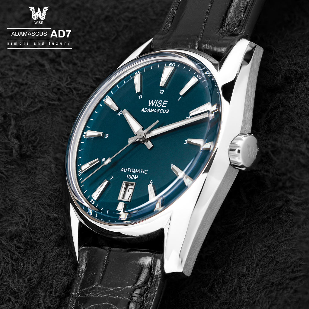 Montre Wise Adamascus AD7 Acier Damas - Automatique, Verre Saphir, 39mm, 100m étanche