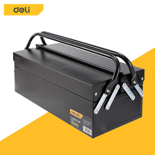 Deli กล่องใส่อุปกรณ์ช่าง กล่องเก็บเครื่องมือ 2 ชั้น 16.5 นิ้ว Foldable Tool Box