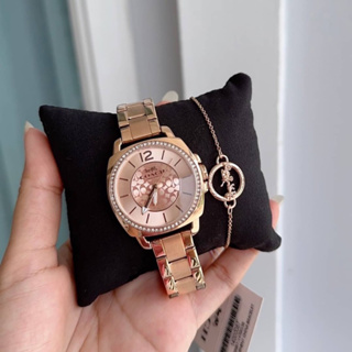 (ผ่อน0%) นาฬิกา Coach 14000087 Mini Boyfriend Stanless Bracelet Watch   หน้าปัด 34 mm.Rosegold  Set พร้อมสร้อยข้อมือ