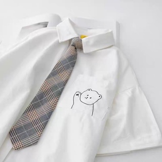 ×ʟɪᴛᴛʟᴇ ʙᴇᴀʀ ᴛɪᴇ sʜɪʀᴛs× เสื้อเชิ้ตแขนสั้นลายหมีน้อย พร้อมเนคไท ผ้าดี CD-013