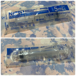 Syringe 5 cc ไซริ้งค์ 5 ซีซี + เข็ ม แบ่งขาย ปลอดเชื้อ ใช้กับยาฉีดได้ ปลอดภัย ป้อนยา ป้อนอาหาร ล้างจมูก