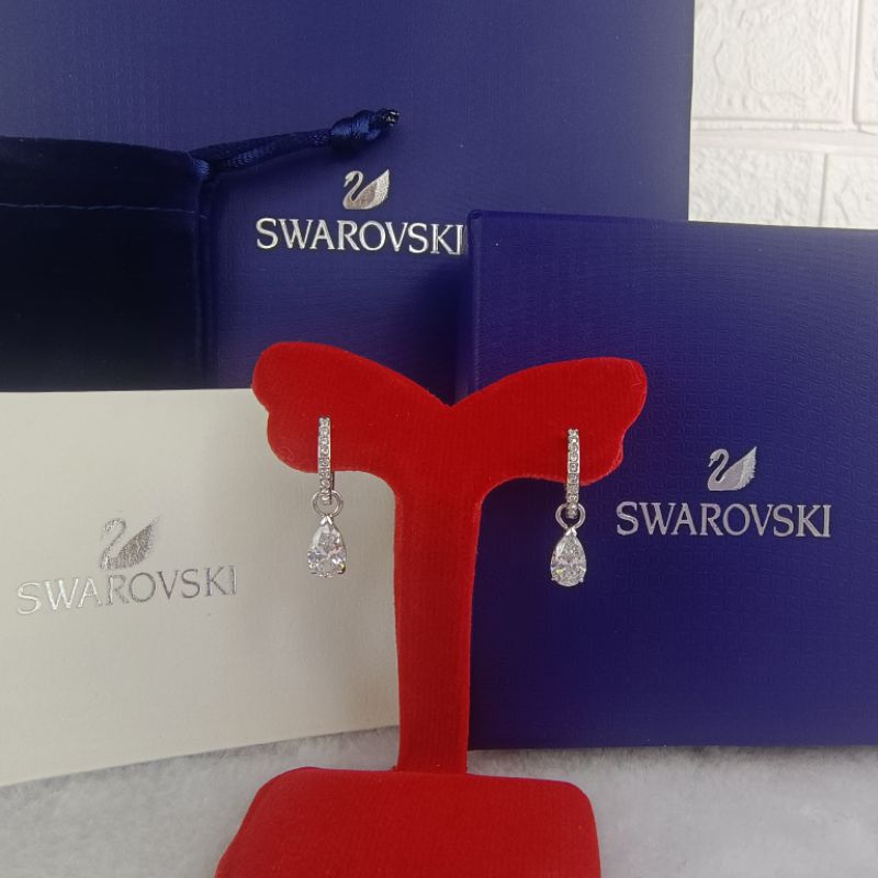 ต่างหูชวารอฟสกี้แท้-swarovski-แบบห้อยทรงหยดน้ำ