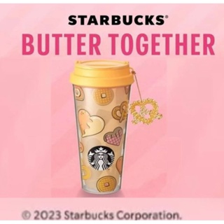 แท้💯⭐️ Starbucks® Butter Together Tumbler 16oz. ทัมเบลอร์สตาร์บัคส์พลาสติก ขนาด 16ออนซ์  แถมถุงกระดาษสตาร์บัคส์ คอล2023