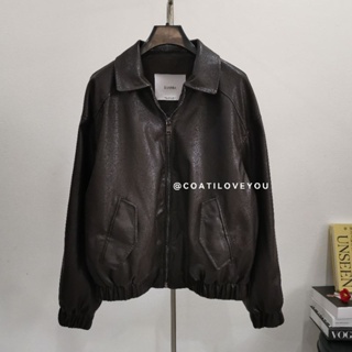 BERSHKA ​​FAUX​ LEATHER​ DAD FIT​ JACKET​ (BROWN)​