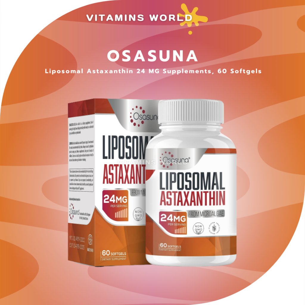 Osasuna Liposomal Astaxanthin 24 MG Supplements, 60 Softgels (V.765