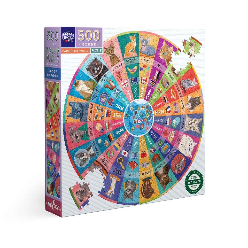 eeBoo Cats of the World 500 Pc Round Puzzle | Shopee Thailand