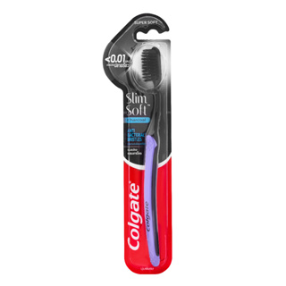 COLGATE SlimSoft Charcoal Toothbrush SuperSoft คอลเกต แปรงสีฟัน สลิมซอฟต์ ชาร์โคล รุ่นขนแปรงซูเปอร์ซอฟต์ แพ็คเดี่ยว คละสี