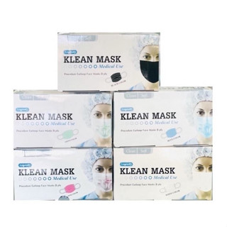 หน้ากากอนามัย หน้ากากปิดจมูก 3 ชั้น 4 สี Klean Mask 1 กล่อง มี 50 ชิ้น