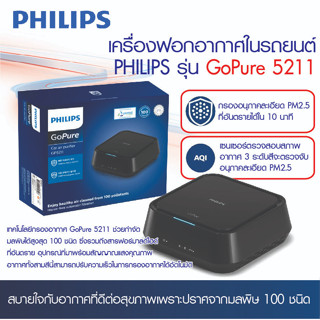 เครื่องฟอกอากาศ PHILIPS ในรถ รุ่น GoPure 5211 กรอง PM2.5 ได้ภายใน10นาที กรองกลิ่นควันบุหรี่และควันรถได้