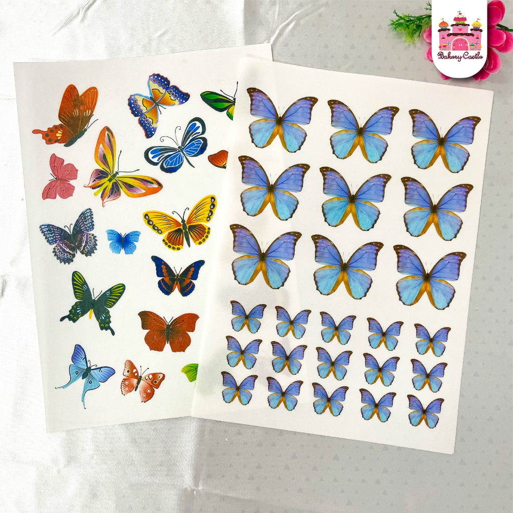 แผ่นเวเฟอร์ตกแต่งเค้ก-wafer-sheet-butterfly-ลายผีเสื้อ-สีสวย-ไม่ทึบ-คมชัด-งานเกรดa