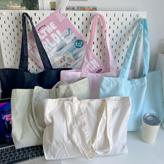 carryme -พร้อมส่ง tote bag/กระเป๋าผ้า คอตตอน กระเป๋าสะพายข้าง🛋/มีช่องมีกระดุมด้านใน〰️