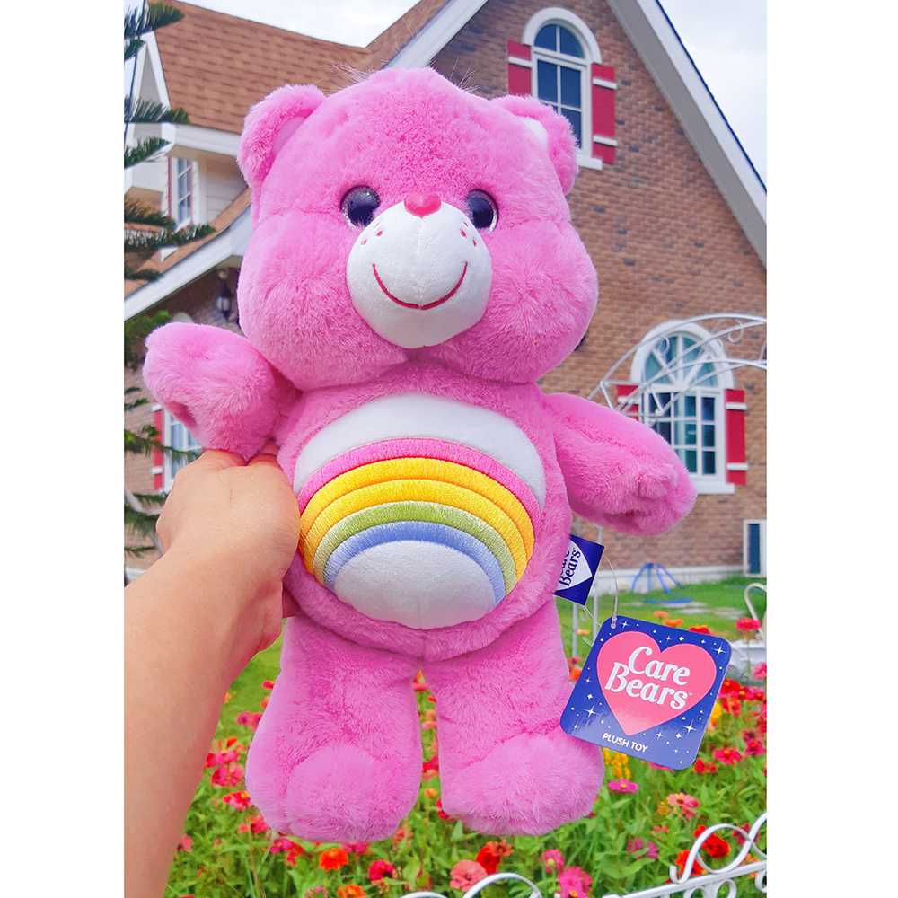 ตุ๊กตาแคร์แบร์-แท้-care-bear-rainbow-ชมพู-ตาแก้ว-ลิขสิทธิ์เกาหลี