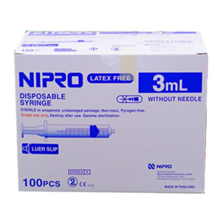 ไซริงค์พลาสติก,กระบอกฉีดยา SYRINGE NIPRO ขนาด 3 ml บรรจุ 100 ชิ้น